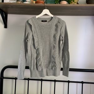 Liz Claiborne Gray Ruffled Sweater